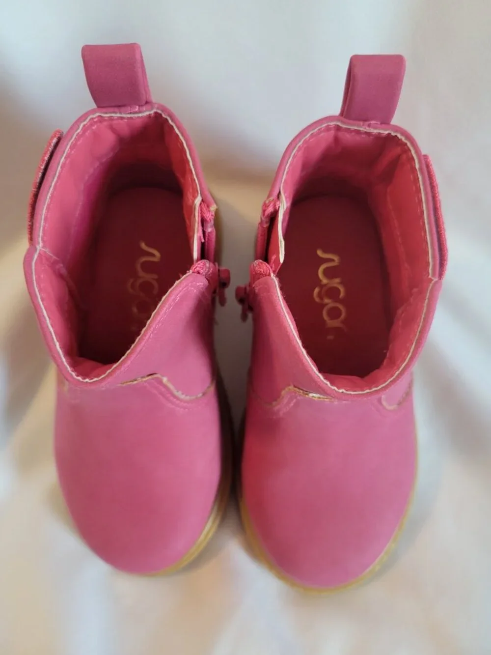 Sugar Kids Boots Girls Size 6 M Pink Butterfly Sequin Zipper Toddler Ankle EUC